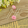 Lady's Hair Accessories Silver Color Iron Resin Flower Hair Forks PHAR-S199-09-1