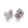 304 Stainless Steel Kitten Stud Earrings X-EJEW-F227-08P-2