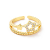 Clear Cubic Zirconia Hollow Out Star Open Cuff Ring RJEW-H127-33G-2