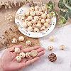 Fashewelry 90Pcs 9 Patterns Natural Theaceae Wood Beads WOOD-FW0001-05-12