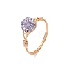 Handmade Polymer Clay Rhinestone Finger Rings for Women RJEW-JR00920-02-4