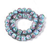Handmade Lampwork Inner Flower Rondelle Beads Strands LAMP-T022-24E-2