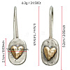 Oval with Heart Pattern Alloy Dangle Earrings FS-WG9D7F4-01-2