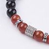 Natural Obsidian & Carnelian Stretch Bracelets BJEW-P188-06A-2