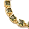 Square Brass Pave Cubic Zirconia Link Chain Bracelets for Women BJEW-P385-04G-02-2