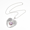 Zinc Tibetan Style Alloy Angel Wing Heart Pendant Necklaces NJEW-G328-B10-2