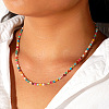 Colorful Natural Stone & Brass Beaded Necklaces FQ1853-1