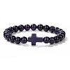 Synthetic Blue Goldstone Round Beads Stretch Bracelets YG0612-21-1