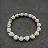 Round Natural Shoushan Stone Beaded Stretch Bracelets for Women Men MY8494-6-1