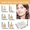 12Pcs 6 Style Brass Micro Pave Cubic Zirconia Charms ZIRC-PJ0001-03-3