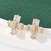 Brass Micro Pave Clear Cubic Zirconia Cross Stud Earrings EJEW-F400-22A-G-1