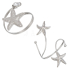 1Pc Alloy with Plastic Pearl Arm Cuff Bangles for Women BJEW-CY0001-14P-7