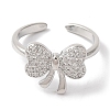 Bowknot Brass Micro Pave Clear Cubic Zirconia Open Cuff Rings for Women LS-RJEW-C098-03P-2