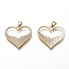 Brass Micro Pave Clear Cubic Zirconia Pendants X-ZIRC-C020-10G-2