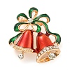 Christmas Theme Golden Zinc Alloy with Rhinestone Brooches JEWB-B018-01G-08-1