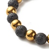 Natural Lava Rock & Non-magnetic Synthetic Hematite Round Beads Energy Power Stretch Bracelets Sett BJEW-JB07051-01-6