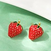 Brass Enamel Stud Earrings EJEW-F895-24B-G-3