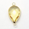 Golden Tone Brass Glass Teardrop Links connectors GLAA-J010A-HF18-G-2