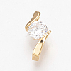 Brass Cubic Zirconia Charms X-ZIRC-R015-110G-1