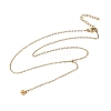 304 Stainless Steel Round Ball Y Tassel Necklaces NJEW-D322-01G-2