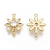 Brass Cubic Zirconia Links connectors KK-T050-25G-NF-2