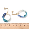 Natural Apatite & Natural Kyanite Faceted Round & Natural Cultured Freshwater Pearl Bead & 304 Stainless Steel Stud Dangle Earrings EJEW-JE07229-01-5