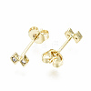 Brass Micro Pave Clear Cubic Zirconia Stud Earrings EJEW-T046-31G-NF-2