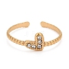 Ion Plating(IP) Crystal Rhinestone Heart Open Cuff Ring RJEW-C025-39G-2