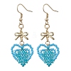 Handmade Glass Seed Beads Heart Dangle Earrings EJEW-MZ00577-02-2
