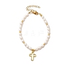 304 Stainless Steel Hollow Cross Charm Bracelets BJEW-JB12299-2
