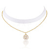 Alloy Enamel Letter Pendant Single Face White Velvet Ribbon & Brass Chain Double Layered Choker Necklaces NJEW-TAC0036-2