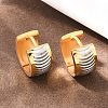 Two Tone 304 Stainless Steel Stripe Hoop Earrings EJEW-L307-04GP-04-3