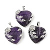 Natural Amethyst Heart Pendants G-S391-01P-L-1