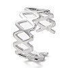 Non-Tarnish 304 Stainless Steel Hollow Rhombus Open Cuff Rings RJEW-D006-03P-1