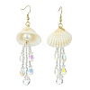 Shell & Glass Seed Bead Dangle Earrings EJEW-MZ00740-02-3