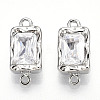 Brass Micro Pave Clear Cubic Zirconia Box Clasps KK-P291-30P-1