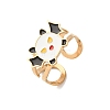 304 Stainless Steel with Enamel Cuff Rings for Women LS-RJEW-Z116-01G-07-2