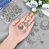 SUNNYCLUE 48Pcs 12 Style Tibetan Style Alloy Chandelier Components Links FIND-SC0002-15-3