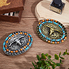 2Pcs 2 Colors Ox Head Alloy Belt Buckle for Men with Wood Bead FIND-AN0001-01-7