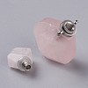 Rhombus Natural Rose Quartz Perfume Bottle Pendants G-H241-01B-P-2