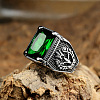 316L Stainless Steel & Cubic Zirconia Men's Vintage Carved Finger Rings FS-WG82D33-17-1