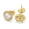 Brass Micro Pave Cubic Zirconia Ear Studs EJEW-P261-17G-2