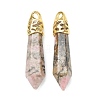 Bullet Natural Rhodonite Pointed Pendants G-E332-C42-G-1