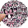 50Pcs Artistic Pink and Black Bow PVC Adhesive Waterproof Stickers Self-Adhesive Stickers PW-WG725A4-01-3