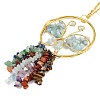 Butterfly Brass & Natural Aquamarine Pendant Decorations HJEW-Z007-04G-07-2