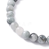 Round Natural Hawk's Eye Beads Stretch Bracelet for Girl Women BJEW-JB07151-01-5