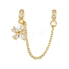 Brass Pave Clear Cubic Zirconia European Safety Chains with Charms KK-L236-15A-G-1