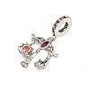 Brass Colorful Rhinestone European Dangle Charms KK-P324-07P-2