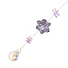 Glass Flower Hanging Suncatchers HJEW-P018-E01-2