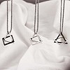 304 Stainless Steel Triangle & Rhombus Pendant Necklace with Box Chains JN1045C-4
